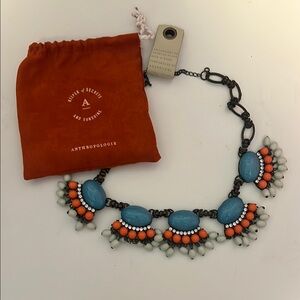 Anthropologie Blue and Orange Bib Necklace